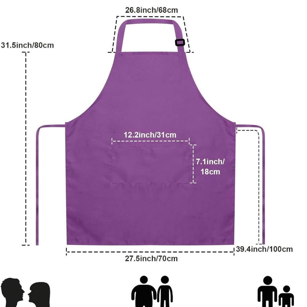 Purple Adjustable Bib Apron with Front Pockets NWOT - Picture 2 of 5